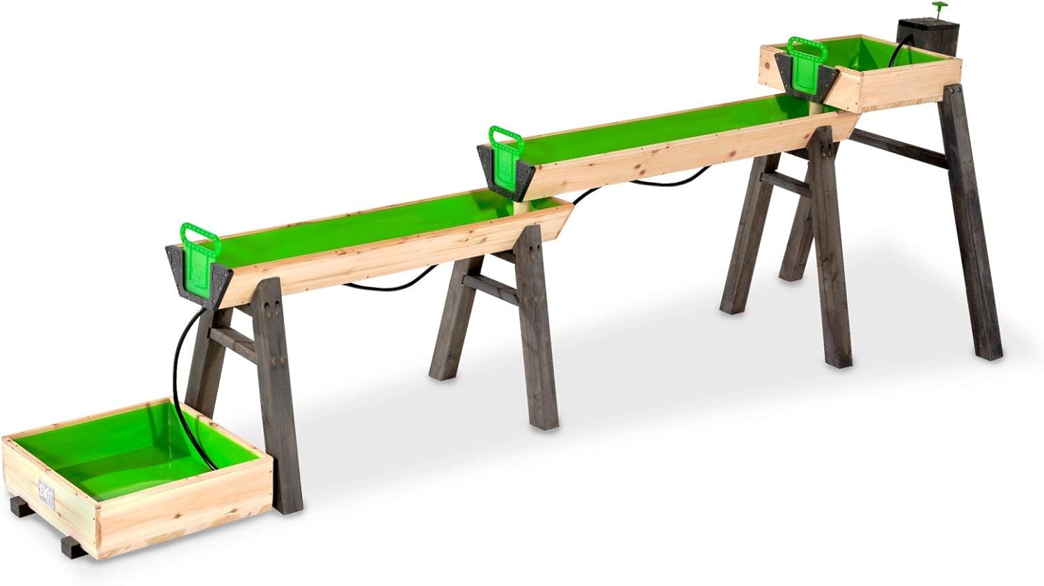 EXIT AquaFlow Wasserbahn Super-Set - Wasser-Spielbahn mit Schleusen - Inklusive Wasserpumpe - Für Kinder - Nachhaltig 100% FSC Zedernholz - 292x93x88cm