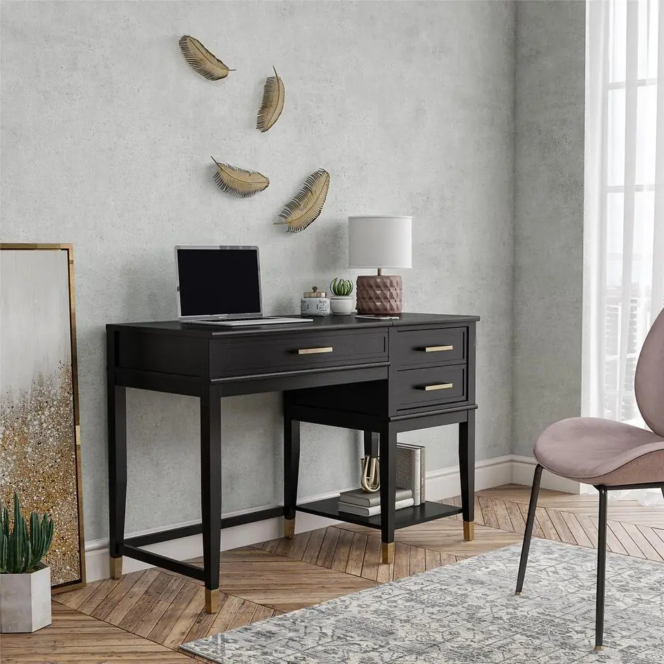 Westerleigh - Computerbureau met lifttop in zwart MDF