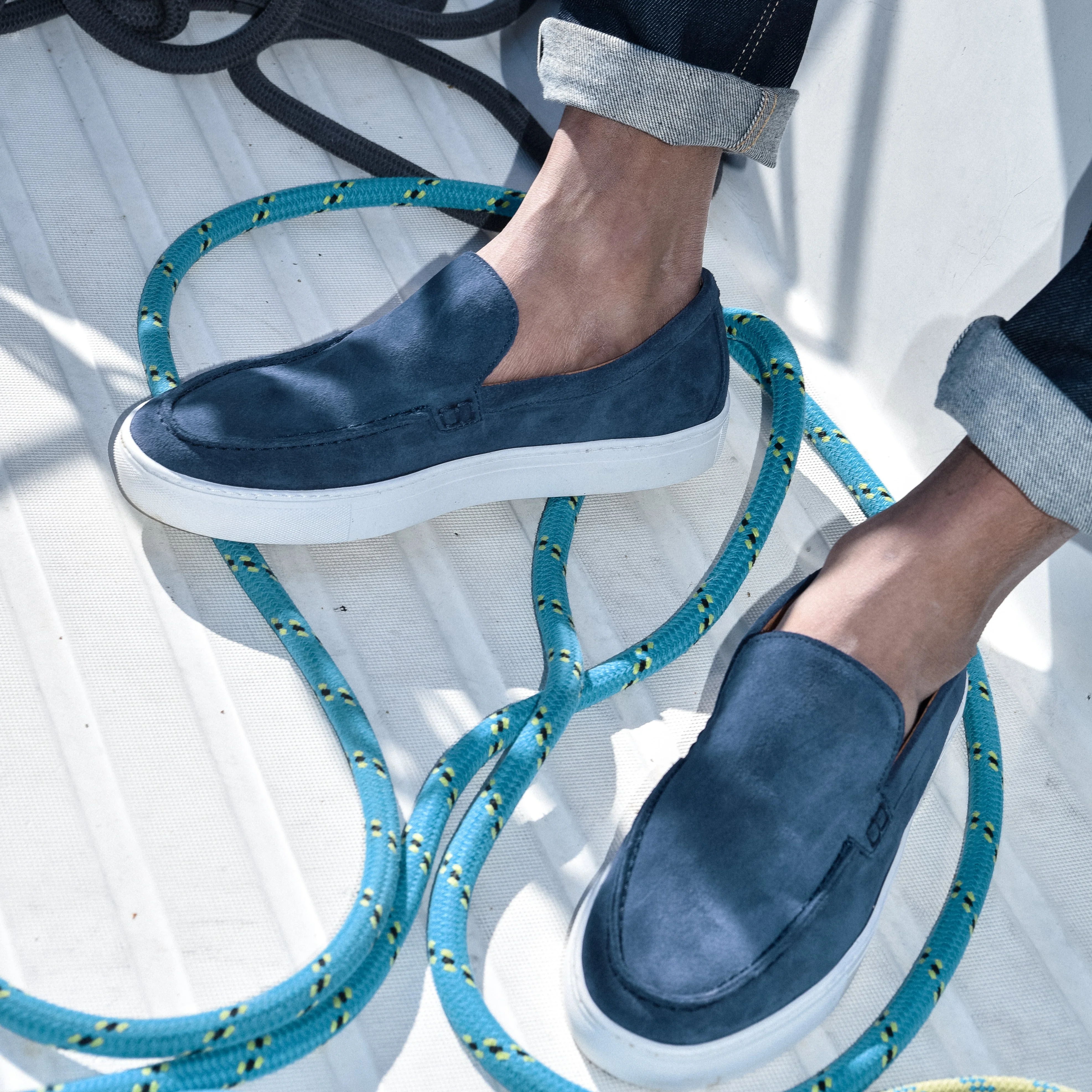 Tossa-Mocassin en veau velours marine