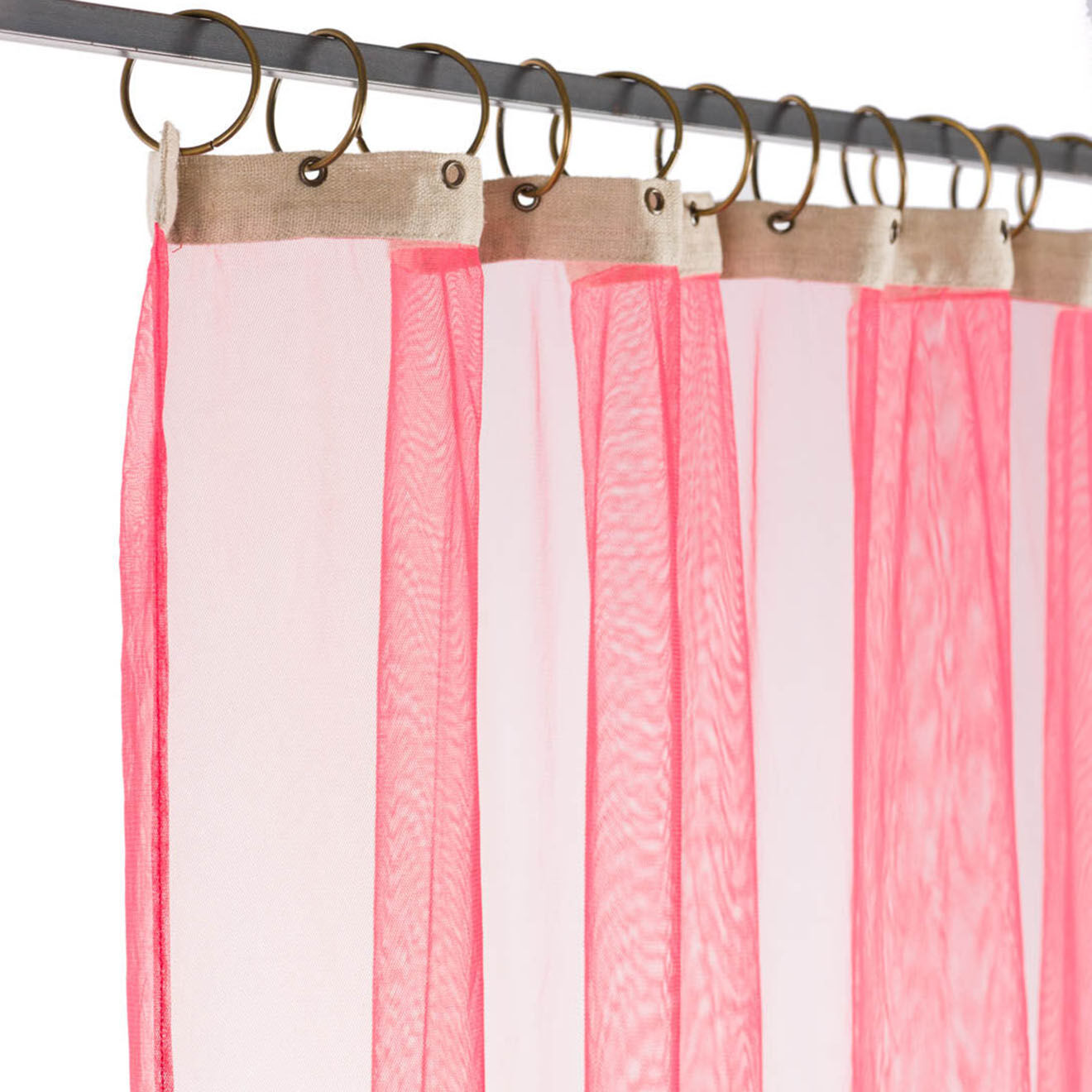 En Fil d'Indienne Voilage Tulle fraise - 120x300 cm