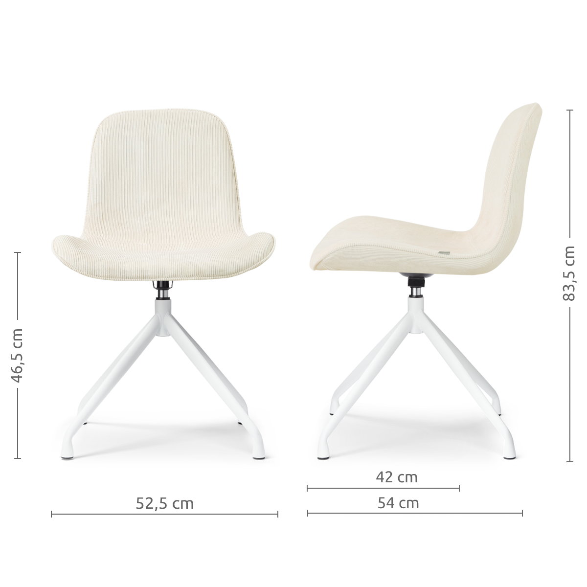 Eetkamerstoel Nola-Fé wit onderstel rib beige