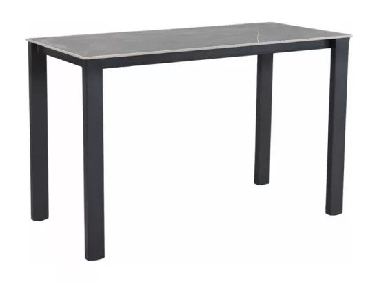 Table haute 140 cm rectangulaire céramique gris marbré - HARPER