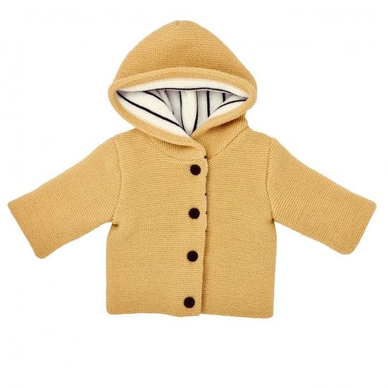 Manteau à capuche Collection P'tit Bisou Trousseau Tricot 2019   Curry        de               P'tit bisou