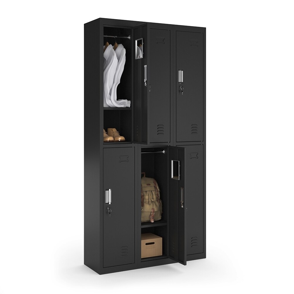 Vicco Schließfachschrank Schwarz 90 x 180 cm 6 Fächer