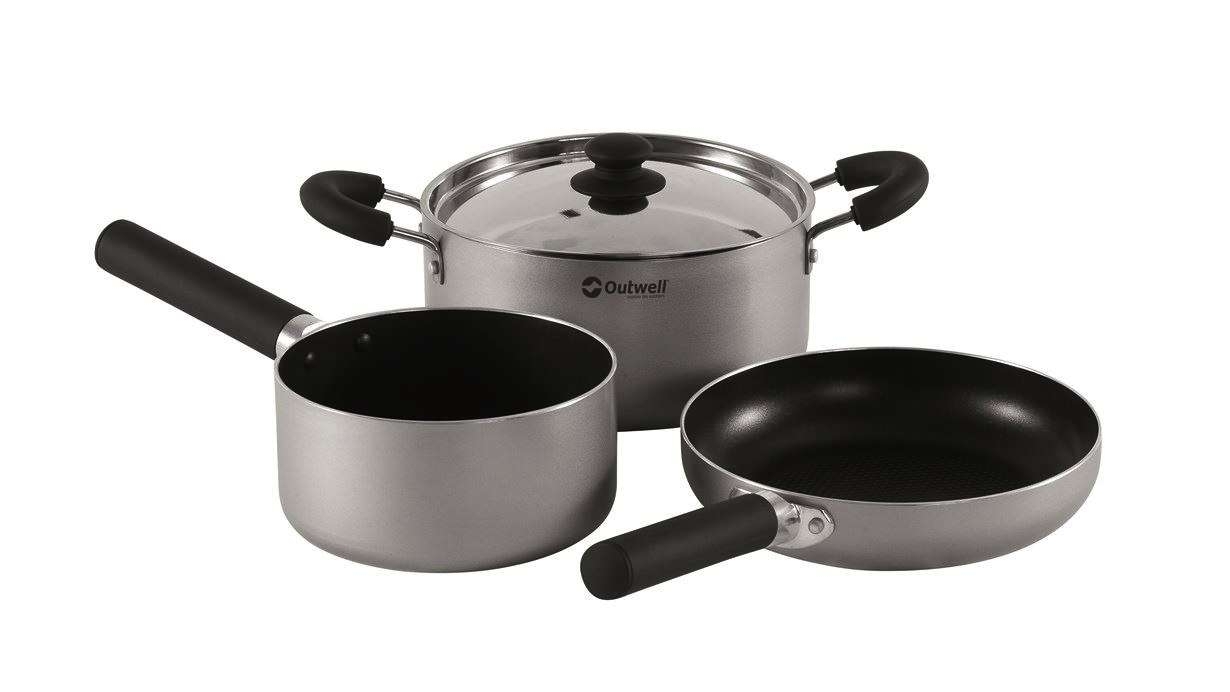 Outwell Feast Kochset mit Topf, Bratpfanne, Kasserolle und Deckel M