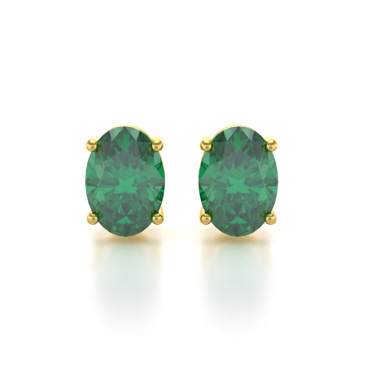 Boucles d'oreilles ADEN Or 585 Jaune et Emeraude forme Ovale 1.6grs