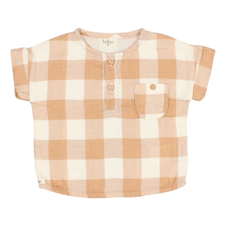 Búho Chemise Gaze de Coton Responsable Carreaux | Ecru