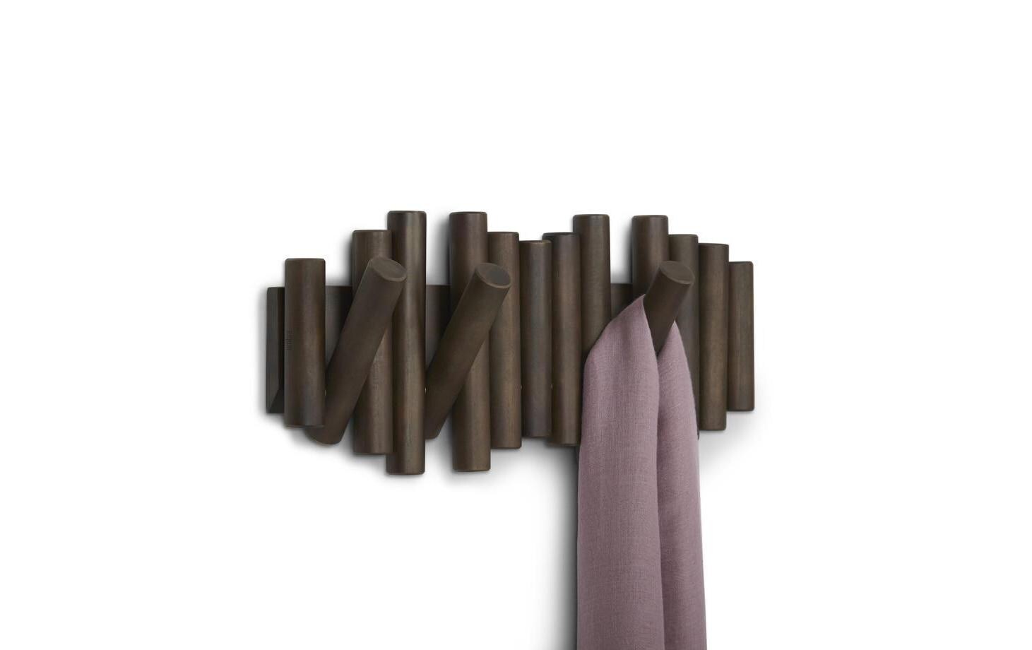 Wandgarderobe Picket 38 cm, BraunGarderobenleiste mit 5 Haken