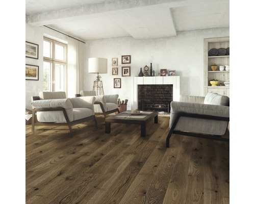 Parket 14.0 Eiken bruin landhuis plank naturel geolied geborsteld