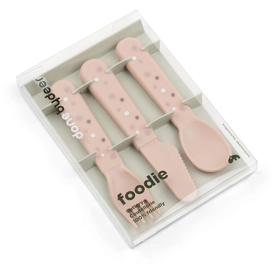 Done by Deer™ Kinderbesteck Set Foodie Happy dots Rosa