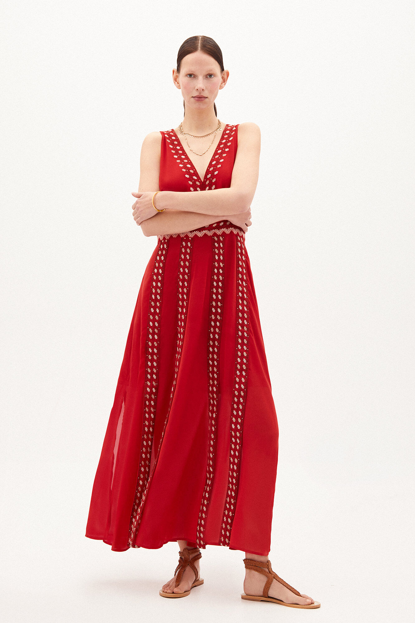 Nagore Vestido largo fluido - Rojo