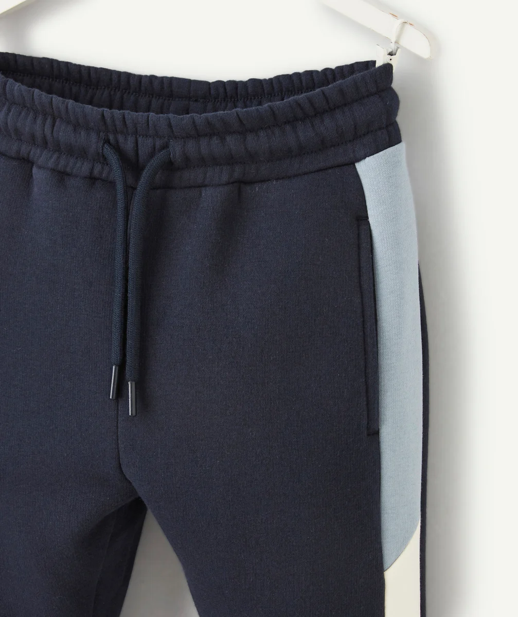 JOGGING GARÇON EN FIBRES RECYCLÉES BLEU ET BLANC