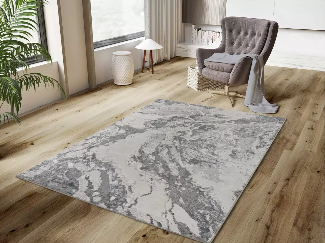 Tapis intérieur - abstrait - gris - 140 x 200 cm - AGATA