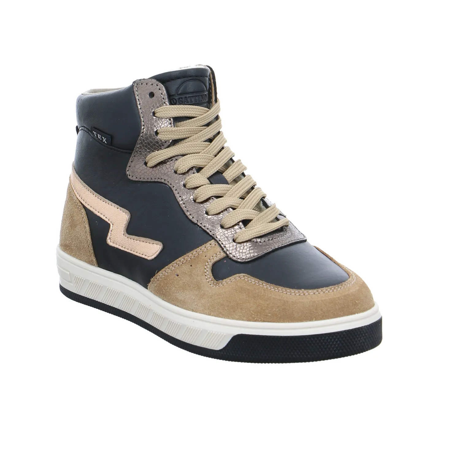 GATTINO Mädchen-Winter-Bottine Schwarz Leder  Sneaker High