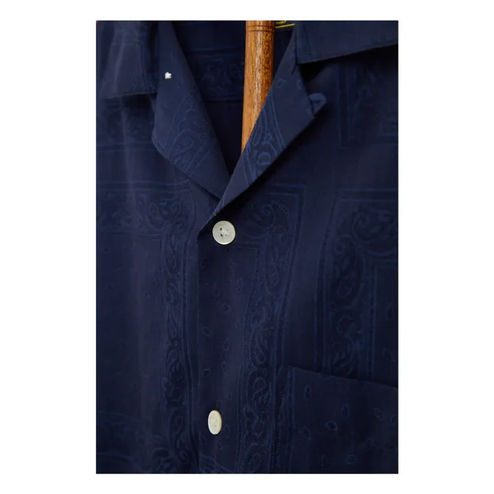 Portuguese Flannel Chemisette Classic Paisley | Bleu marine