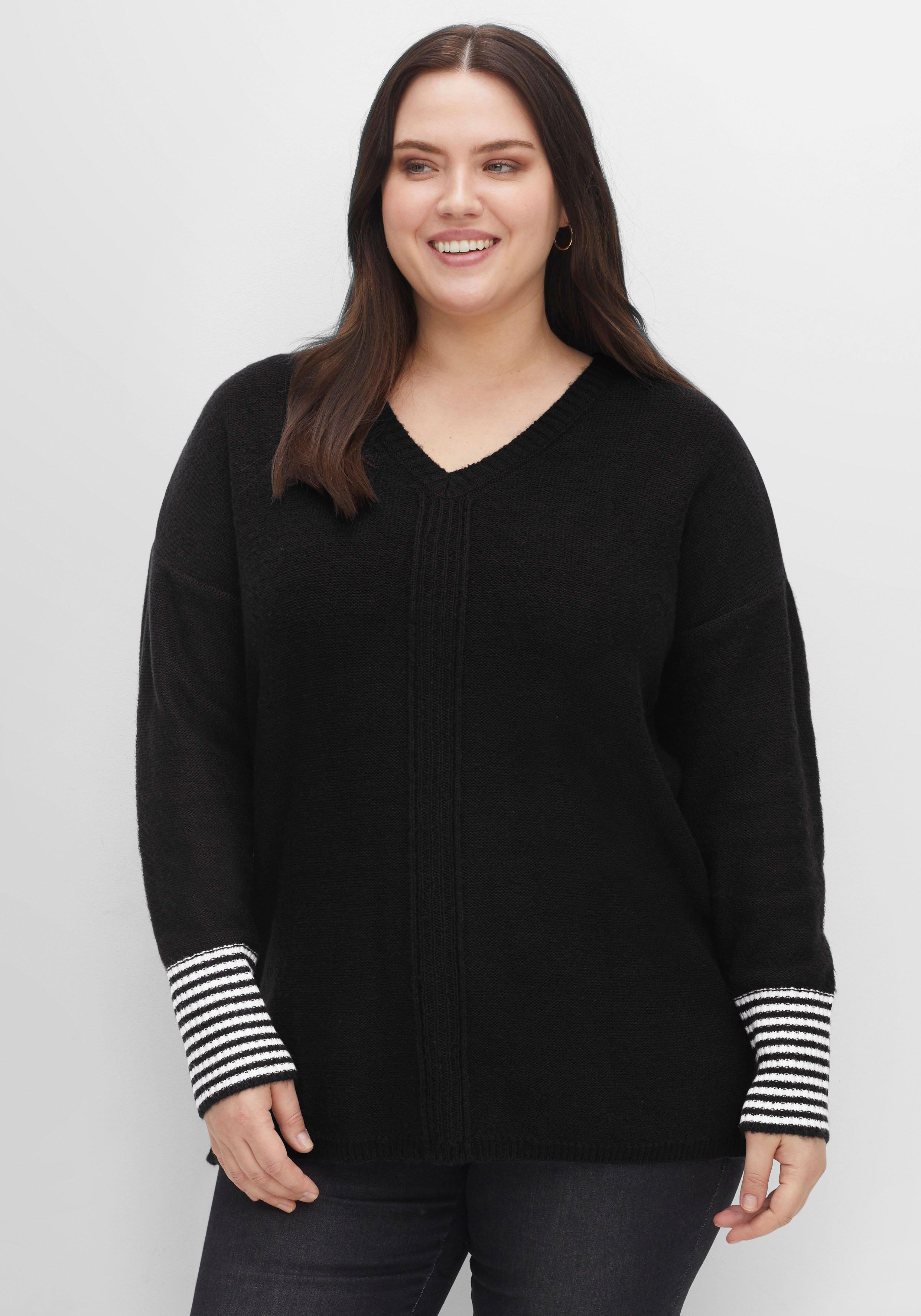 Pullover mit geringeltem Ärmelbündchen