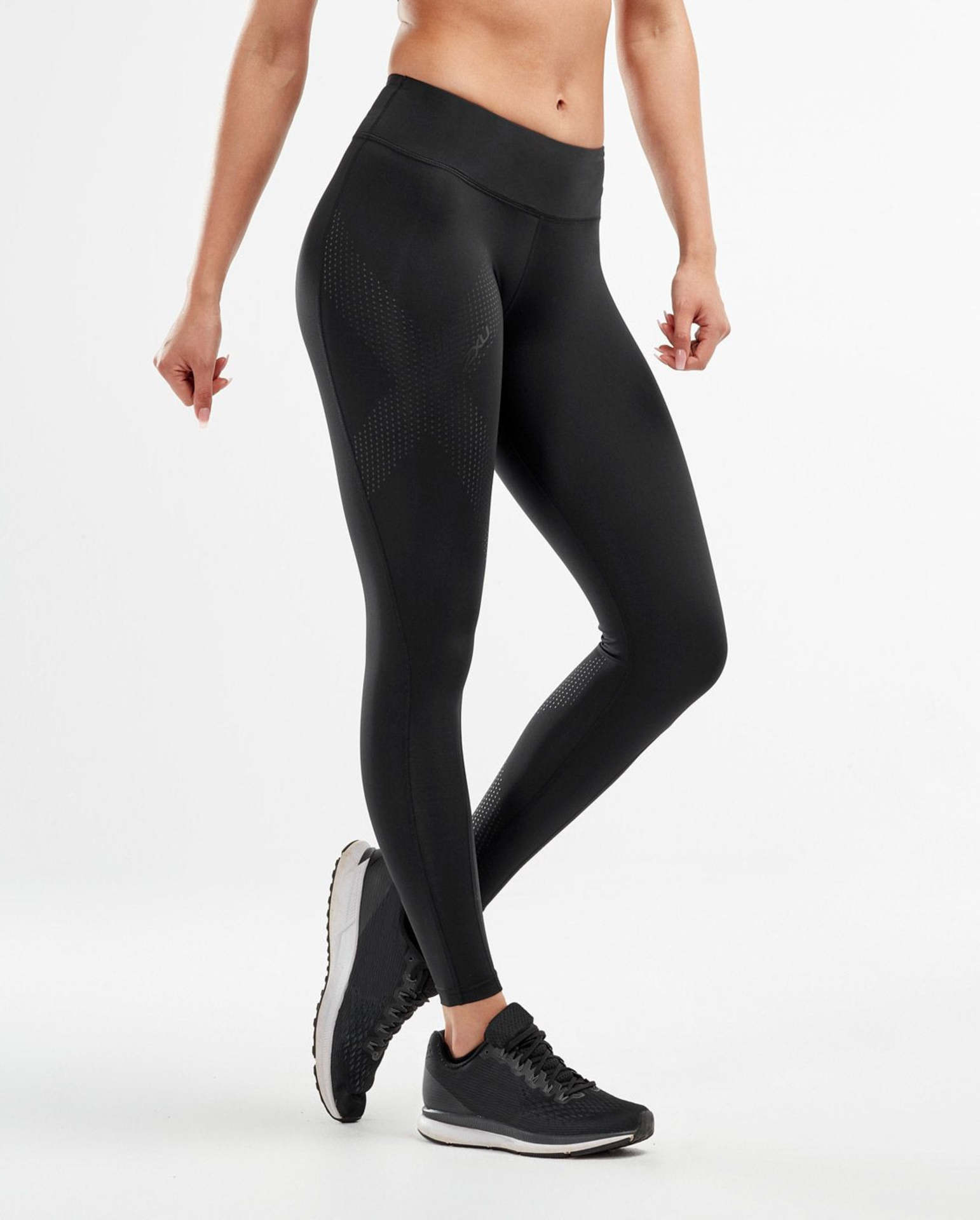 2XU Mid-Rise Compressiebroek Lang Zwart/Zilver Dames