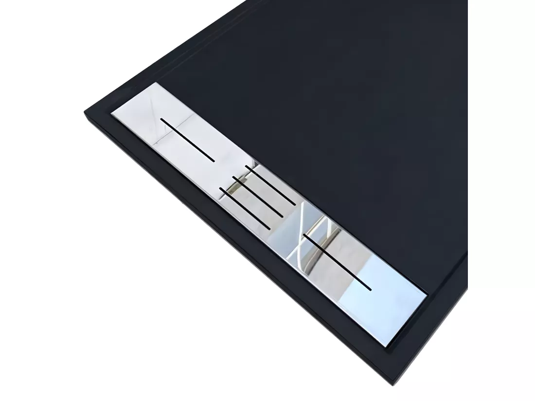 Receveur de douche 90 x 170 cm extra plat LUCIA en SoliCast® surface ardoisée noir