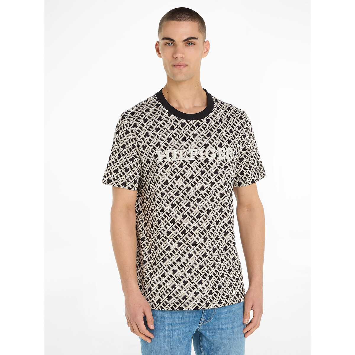 Camiseta TOMMY HILFIGER com gola redonda e estampa monotipia.