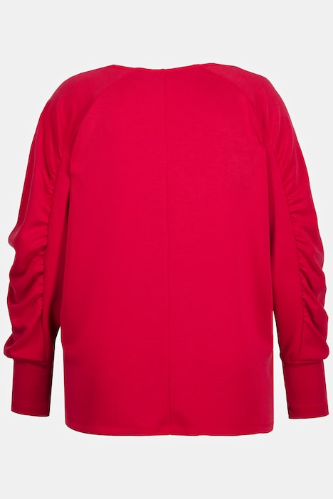 Shirt, Oversized, V-Ausschnitt, geraffter 3/4-Arm