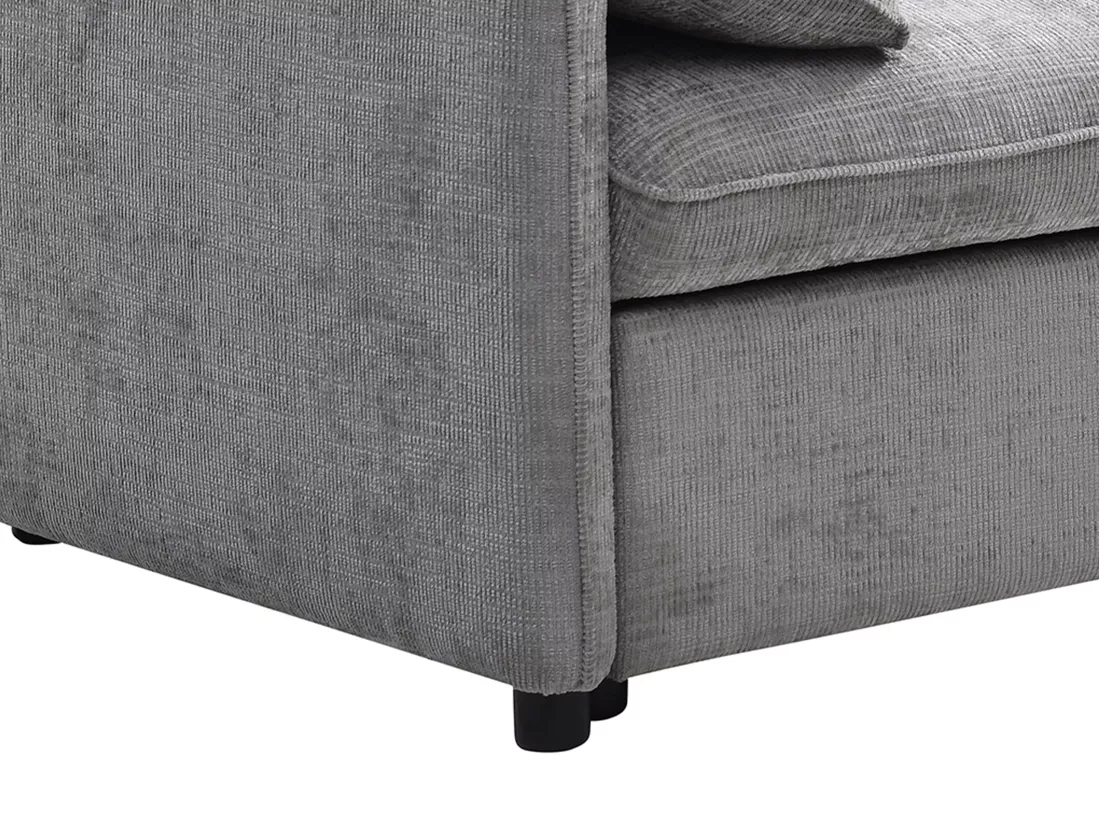 Canapé 3 places convertible en tissu texturé gris ALPARETO