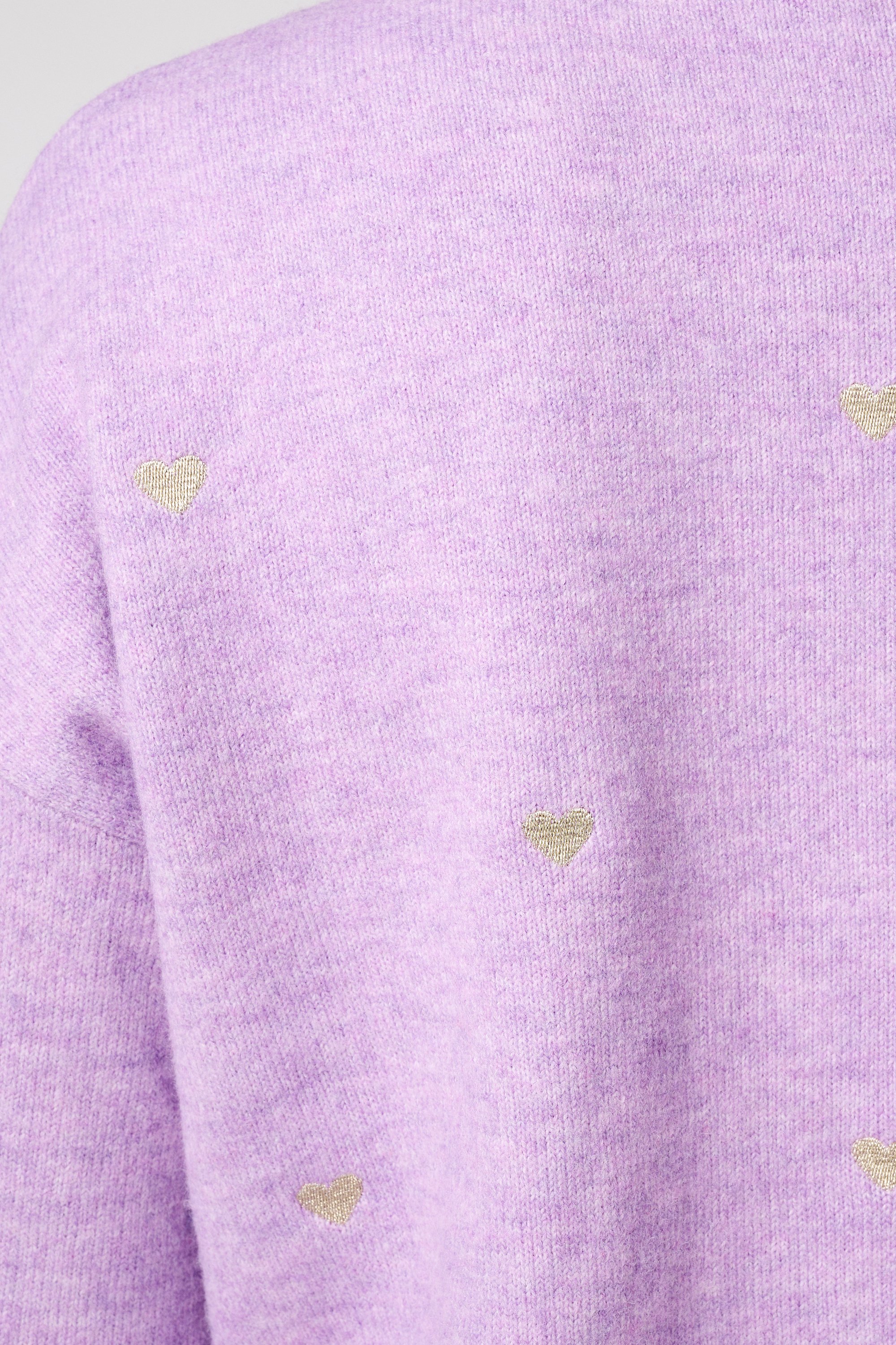 Fijn gebreide trui met geborduurde hartjes Multi lilac