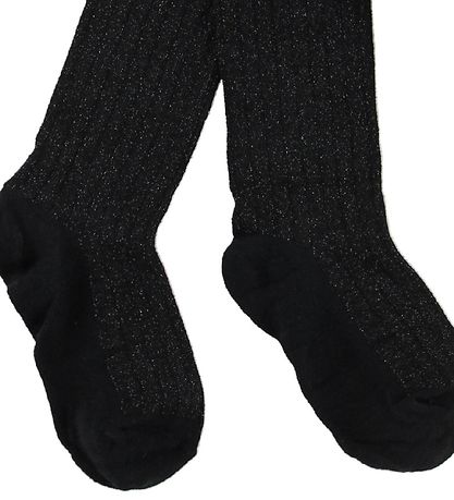 Melton Strumpfhosen - Bambus - Schwarz m. Glitter