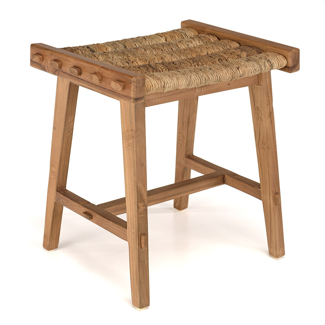 Macabane Tabouret assise en tissage d'abaca naturel Sixtine bois - 45x36x47.5 cm