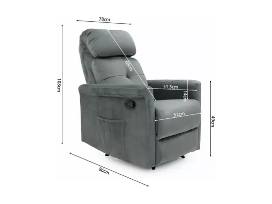 Fauteuil relaxation relevable manuellement VENISE coloris gris