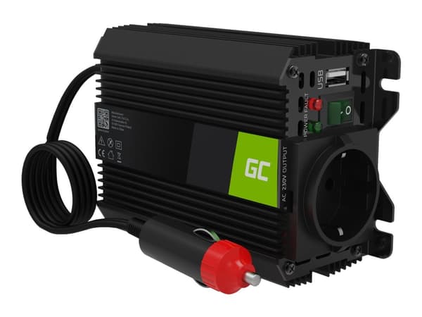 Green Cell PRO INVGC06 - DC-AC strøminverter - DC 12 V - 150 watt - utgangskontakter: 1 - Europa - svart