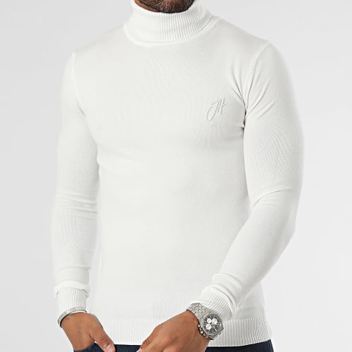 Pull Col Roulé Blanc