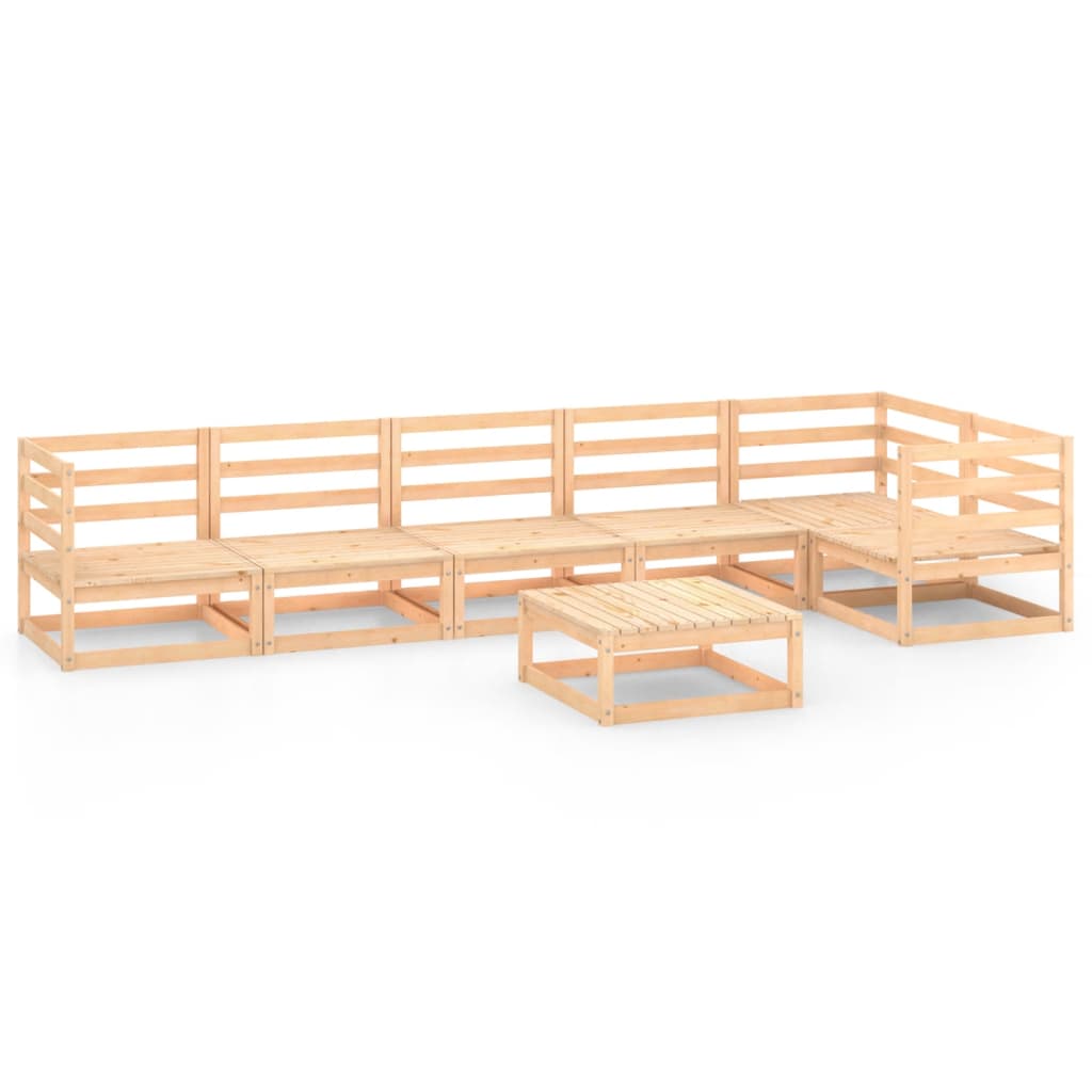 Salon de jardin meuble d'extérieur ensemble de mobilier 7 pièces bois de pin massif