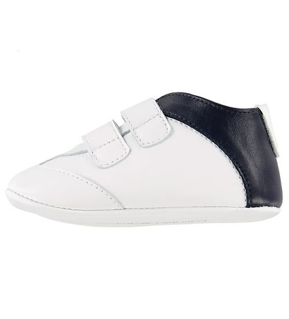 Emporio Armani Leder-Krabbelschuhe - Weiß m. Hellblau