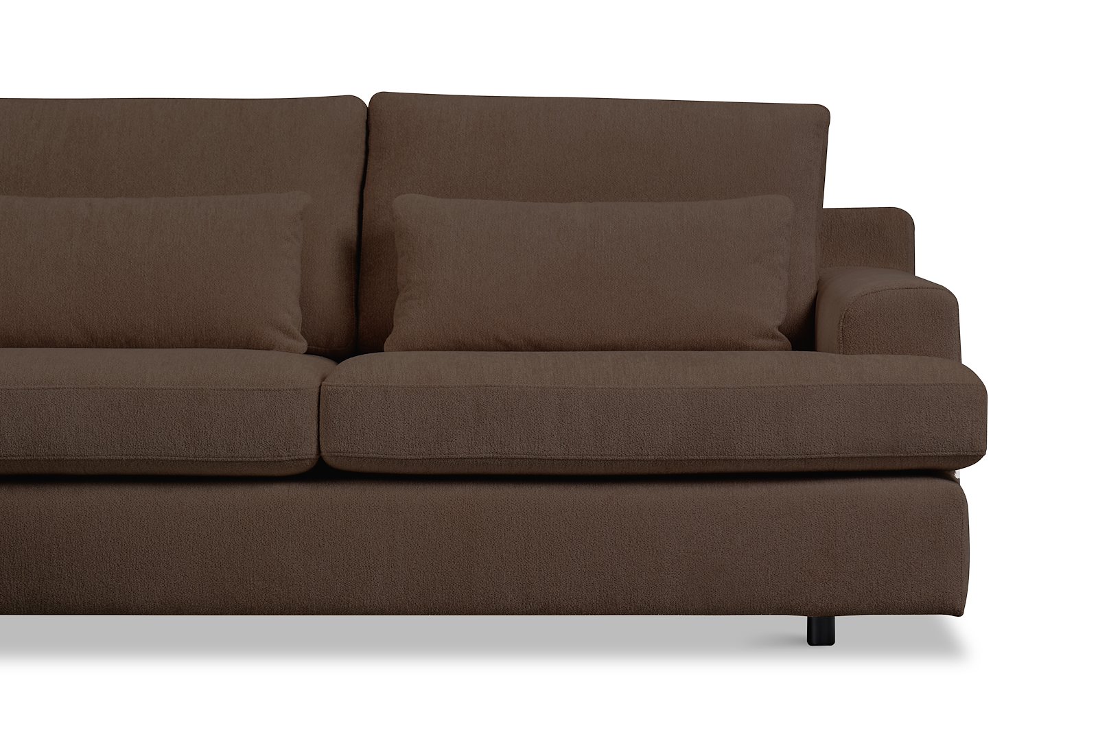 Roma Sofa 2,5-seter med sjeselong venstre. Tekstil Raven 45 Brown med sorte ben