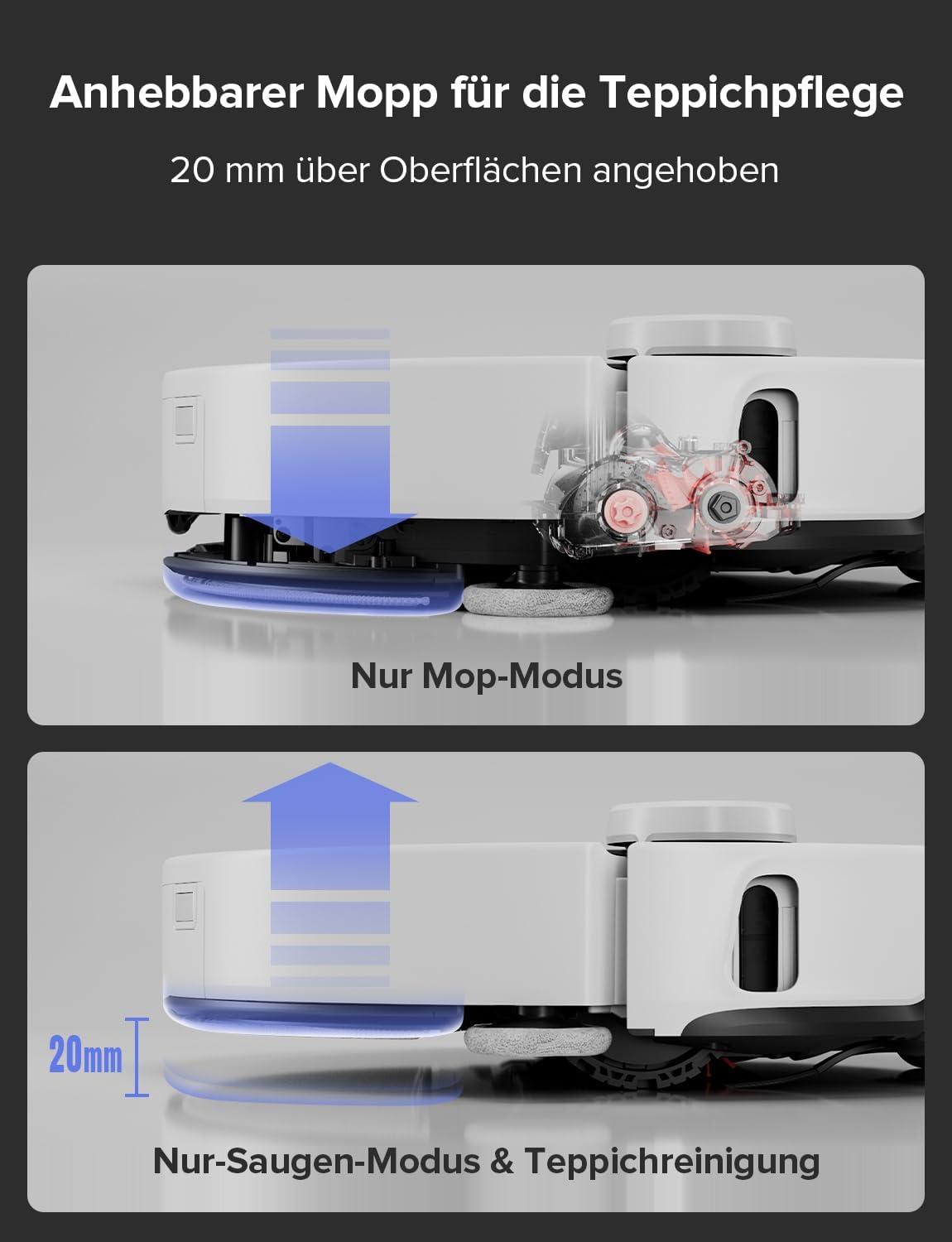 roborock S8 MaxV Ultra Saugroboter mit Wischfunktion&Hebarem Wischmopp, Umfangreiche Reinigung Durch die ausfahrbaren Seitenbürste, 10.000 Pa, 60 °C Heißwasser-Moppwäsche, All-in-One-Dock
