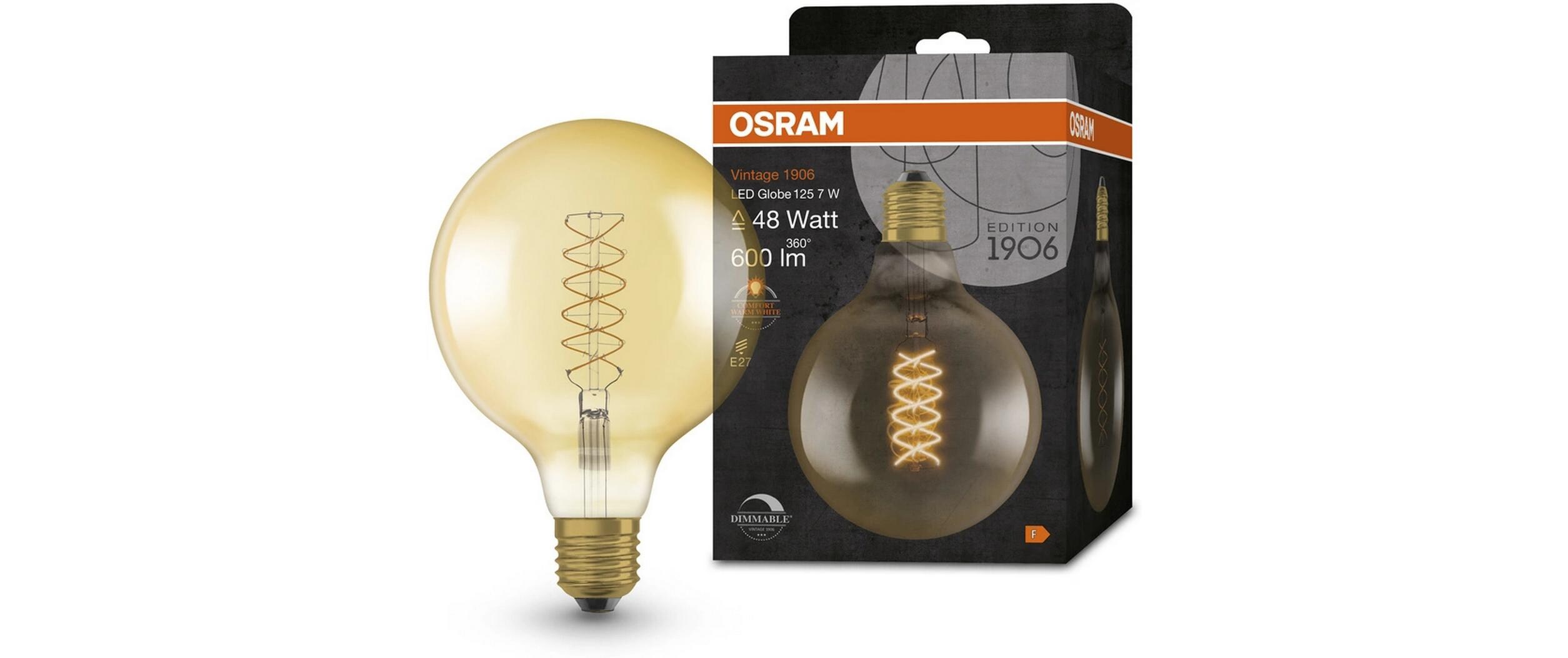 Lampe Vintage 1906 Globe, 7W, E27, WarmweissDimmbare LED-Lampen, Vintage-Edition