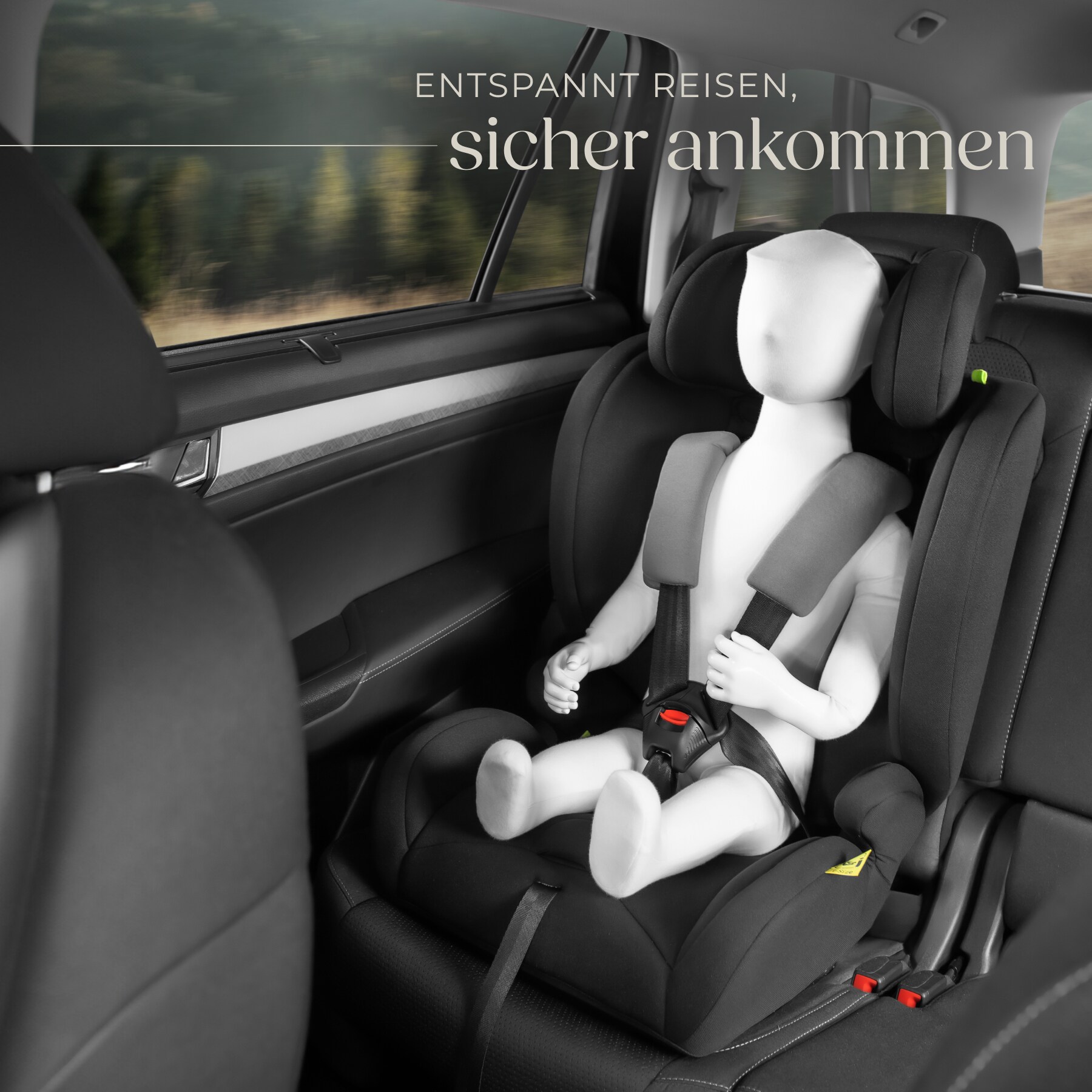 tectake® Autositz, i-Size Zulassung, ISOFIX-Installation und Top Tether, mit Seitenaufprallschutz, längenverstellbarer 5-Punkt-Gurt, 8-fach höhenverstellbare Kopfstütze, ab 15 Monaten von 76 bis 150 cm, Belastbarkeit 36 kg