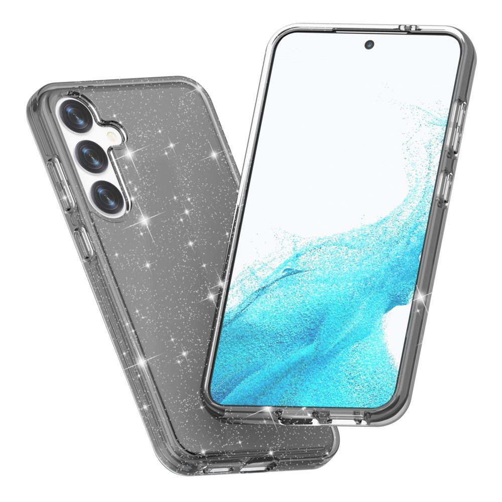 Samsung Galaxy S24 Hybrid Hardcase Schutzhülle im Glitzer Design - Grau / Transparent