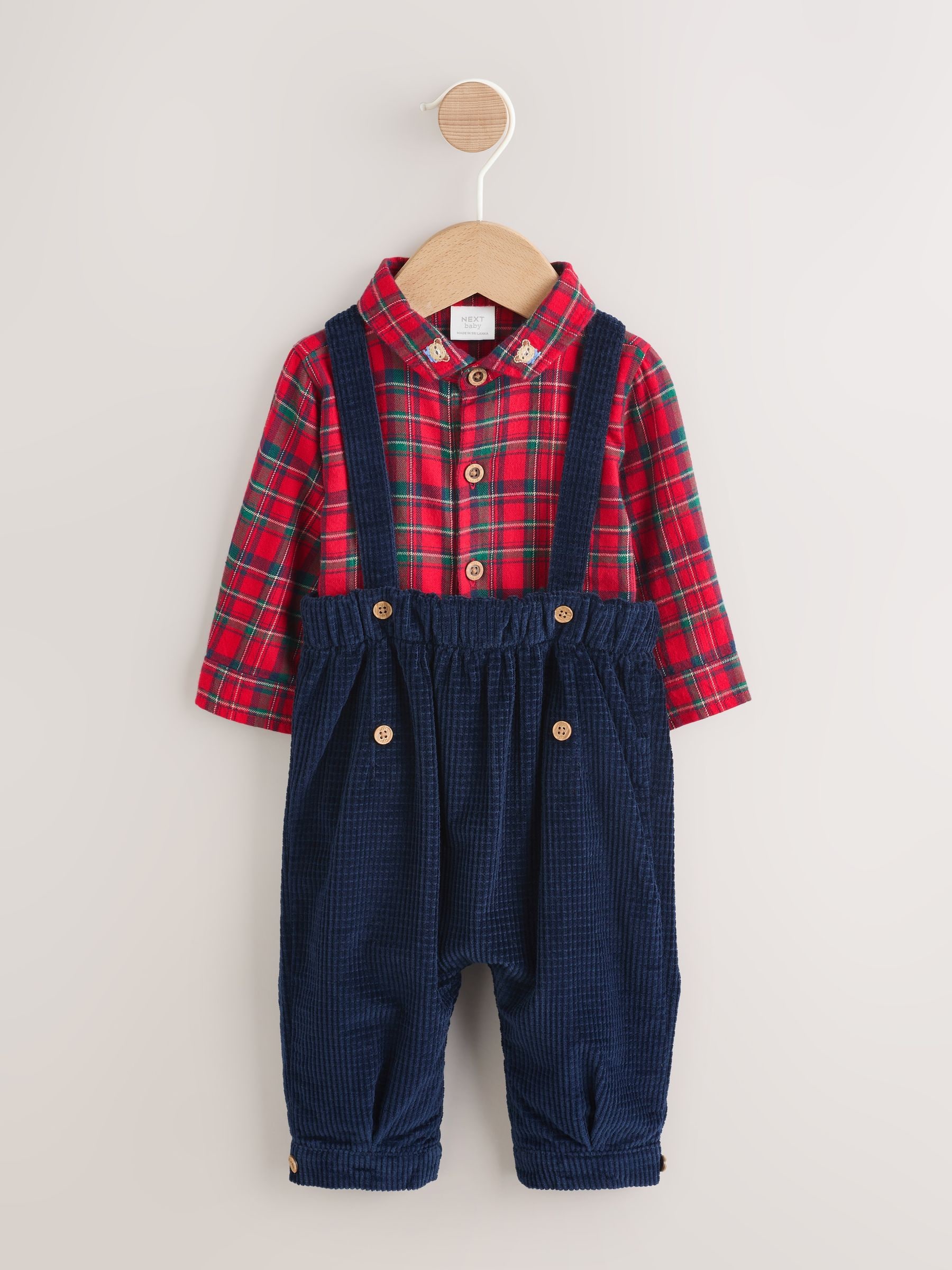Rood geruit - Baby Shirts Trousers and Braces 3 Piece Set (0mths-2yrs)