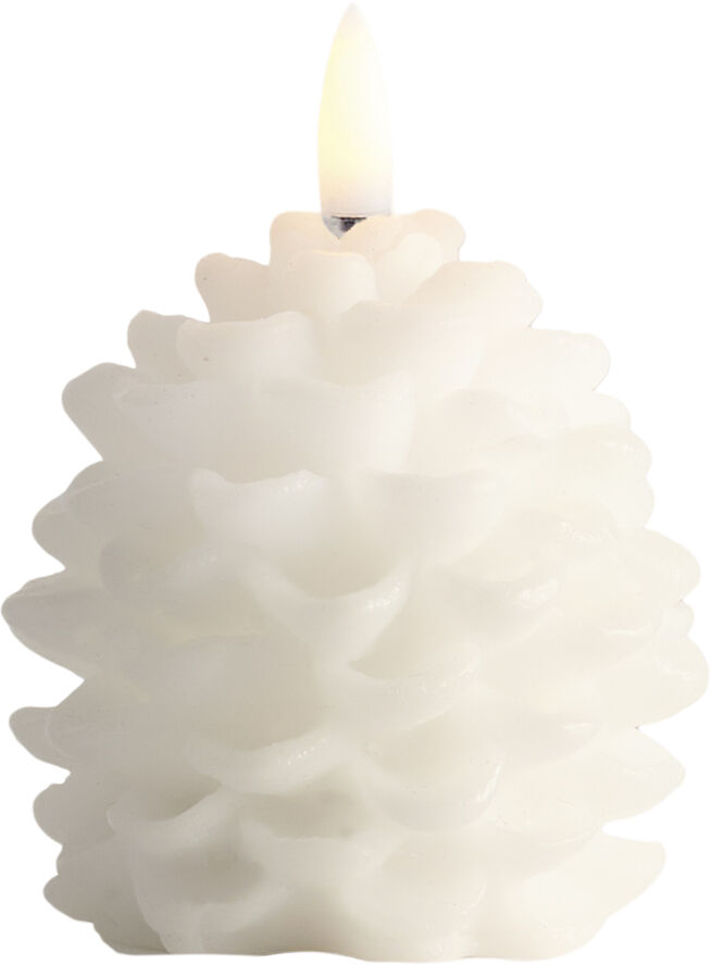 Uyuni LED candle Pine cone, Nordic White, Smooth, 7x7 cm White