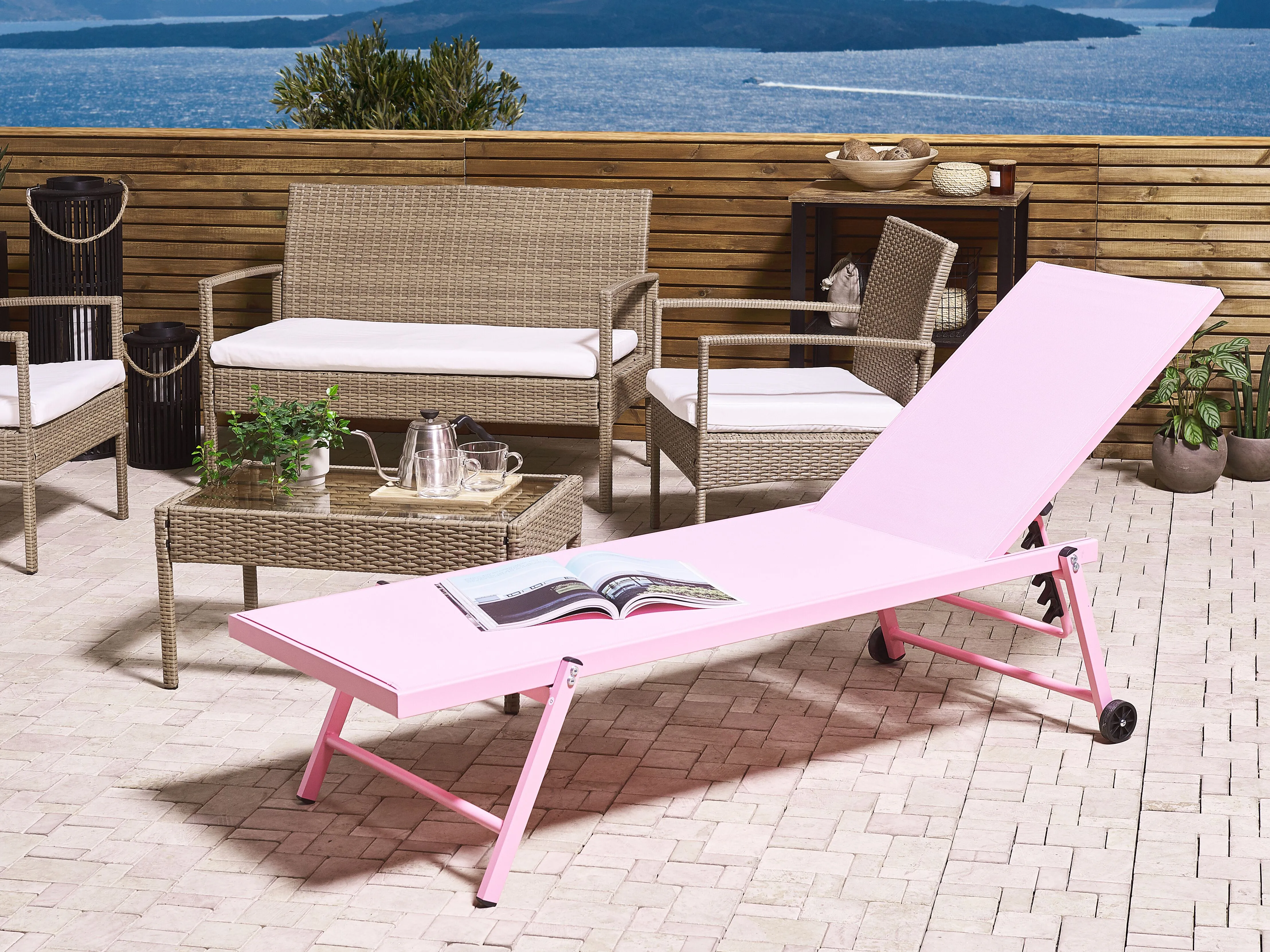 Ligstoel PORTOFINO achteroververstelbaar Metaal Roze