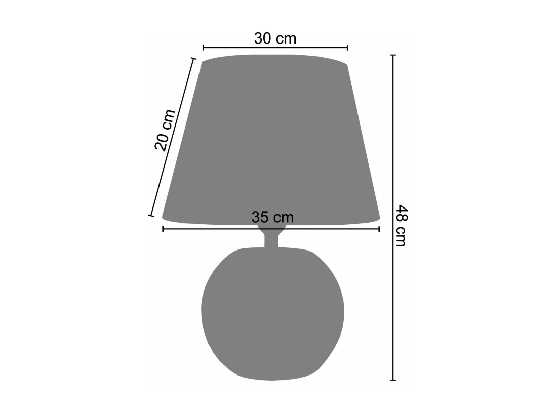Lampe de chevet, globe beige,noir 48 cm.