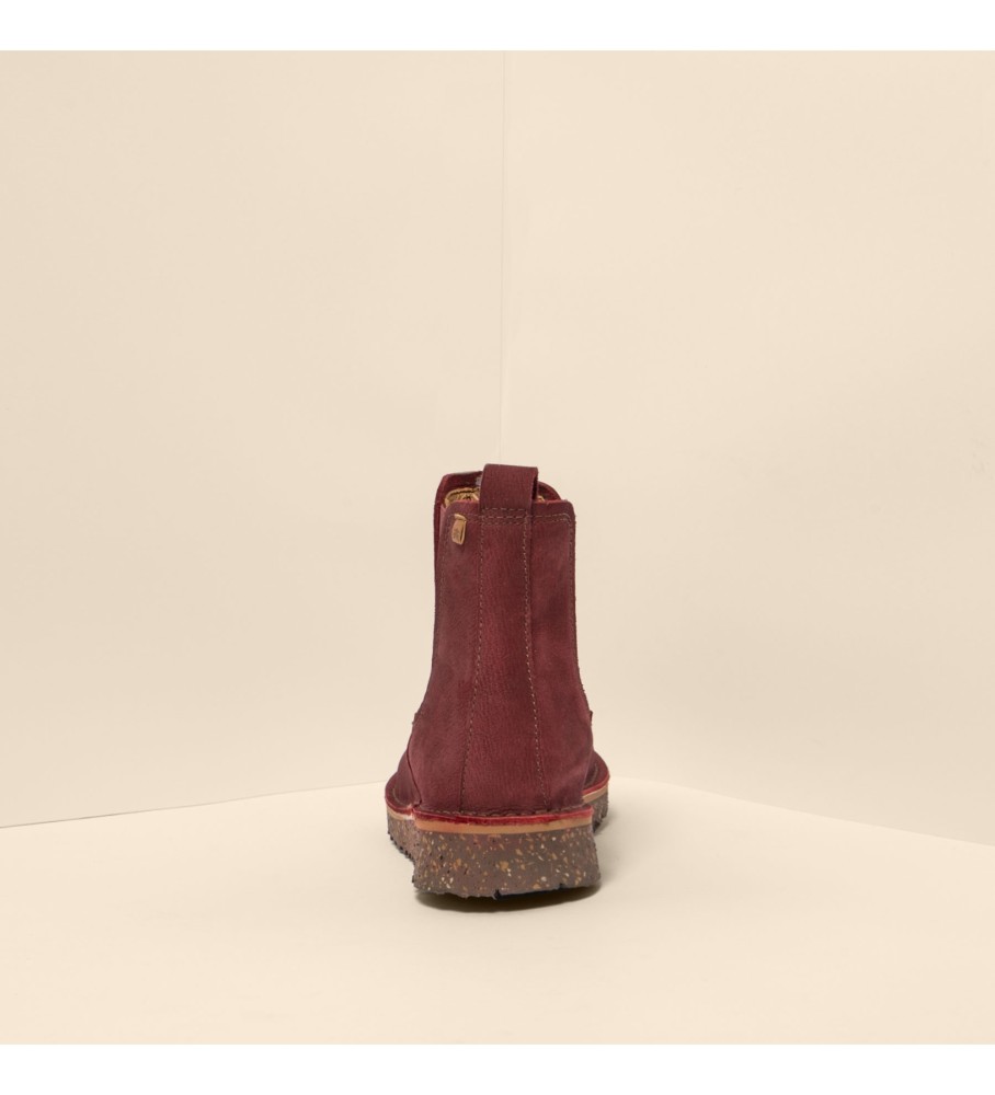 Botas de cano curto Naturalista em couro bordô