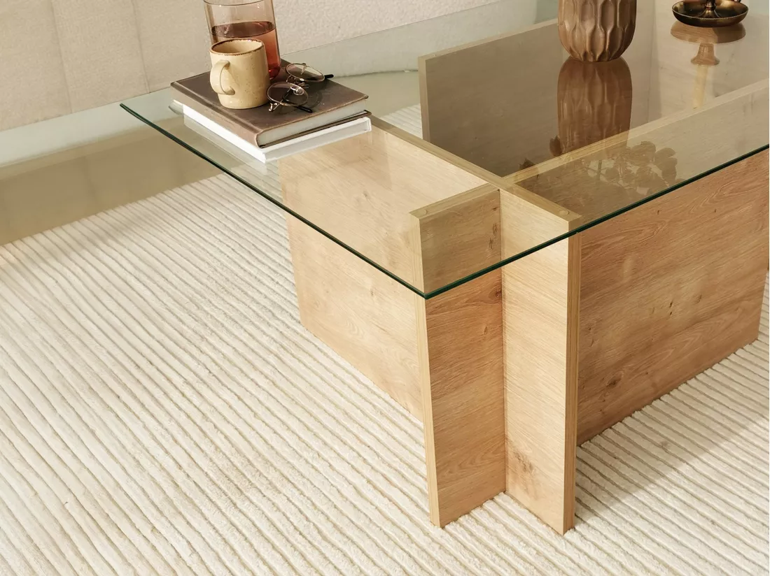 Table basse en verre trempé - Naturel clair et Transparent - AZRA