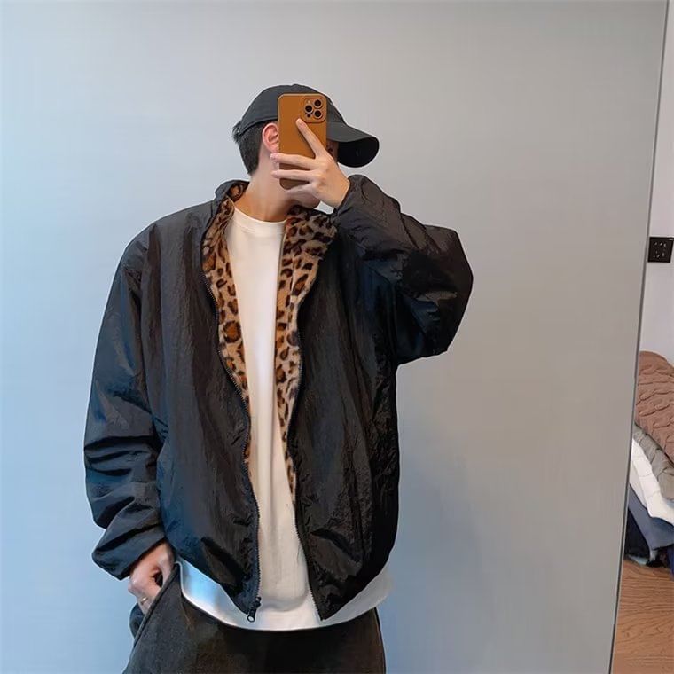 Zoslane - Omkeerbaar jack met luipaardprint en rits