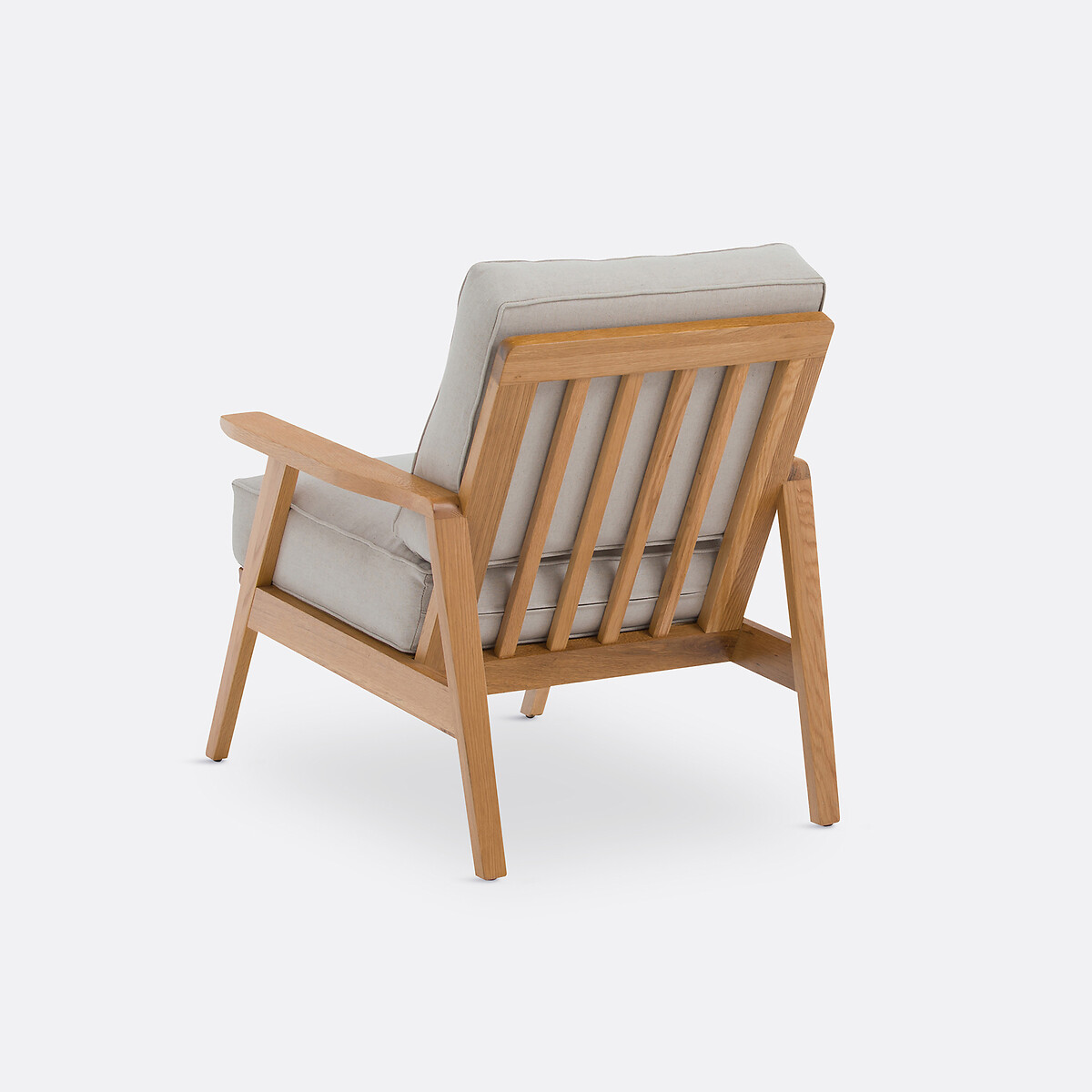 LA REDOUTE INTERIEURS<br>Poltrona vintage em carvalho e algodão/linho, Linna