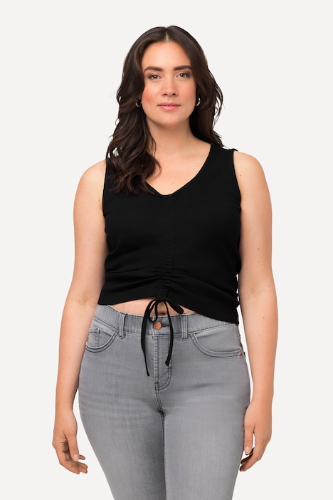 Top, Rippjersey, Slim, V-Ausschnitt, ärmellos