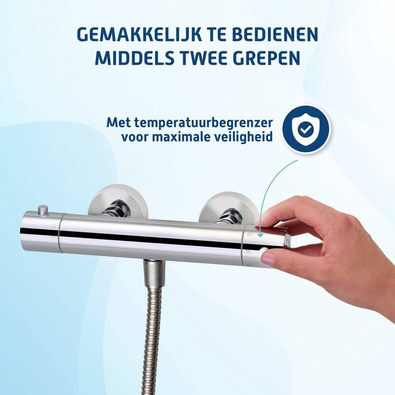 Saqu - Essential - Douchekraan - Chroom - Thermostaatkraan - 12 cm
