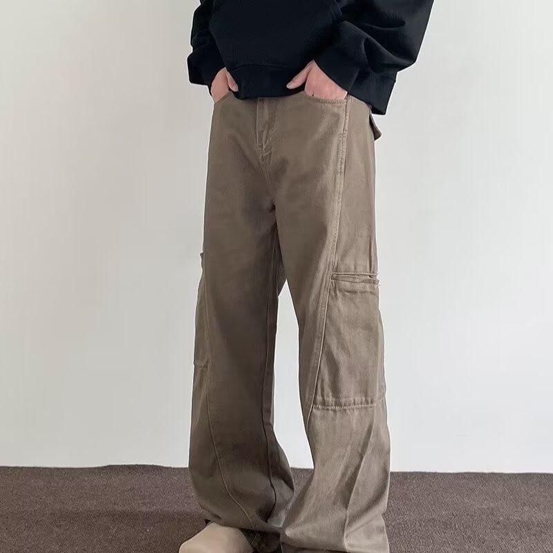 Real Boy - Mid Rise Washed Wide Leg Cargo Jeans
