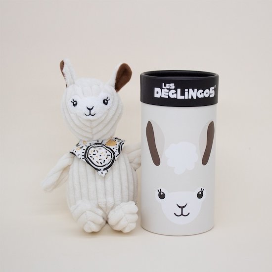 Peluche en boîte Petit Simply   Muchachos le lama Blanc        de               Les Déglingos